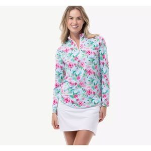 Sansoleil Lux LS Print Golf Club Top XS